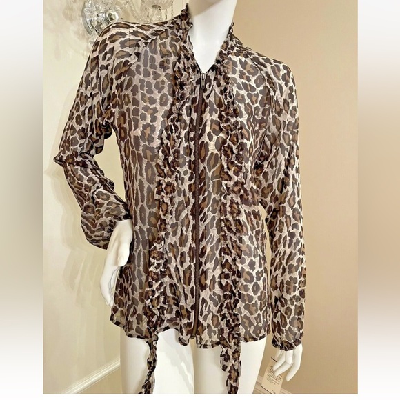 BLUMARIME Leopard Print Blouse Size 46IT NWT - Picture 1 of 11